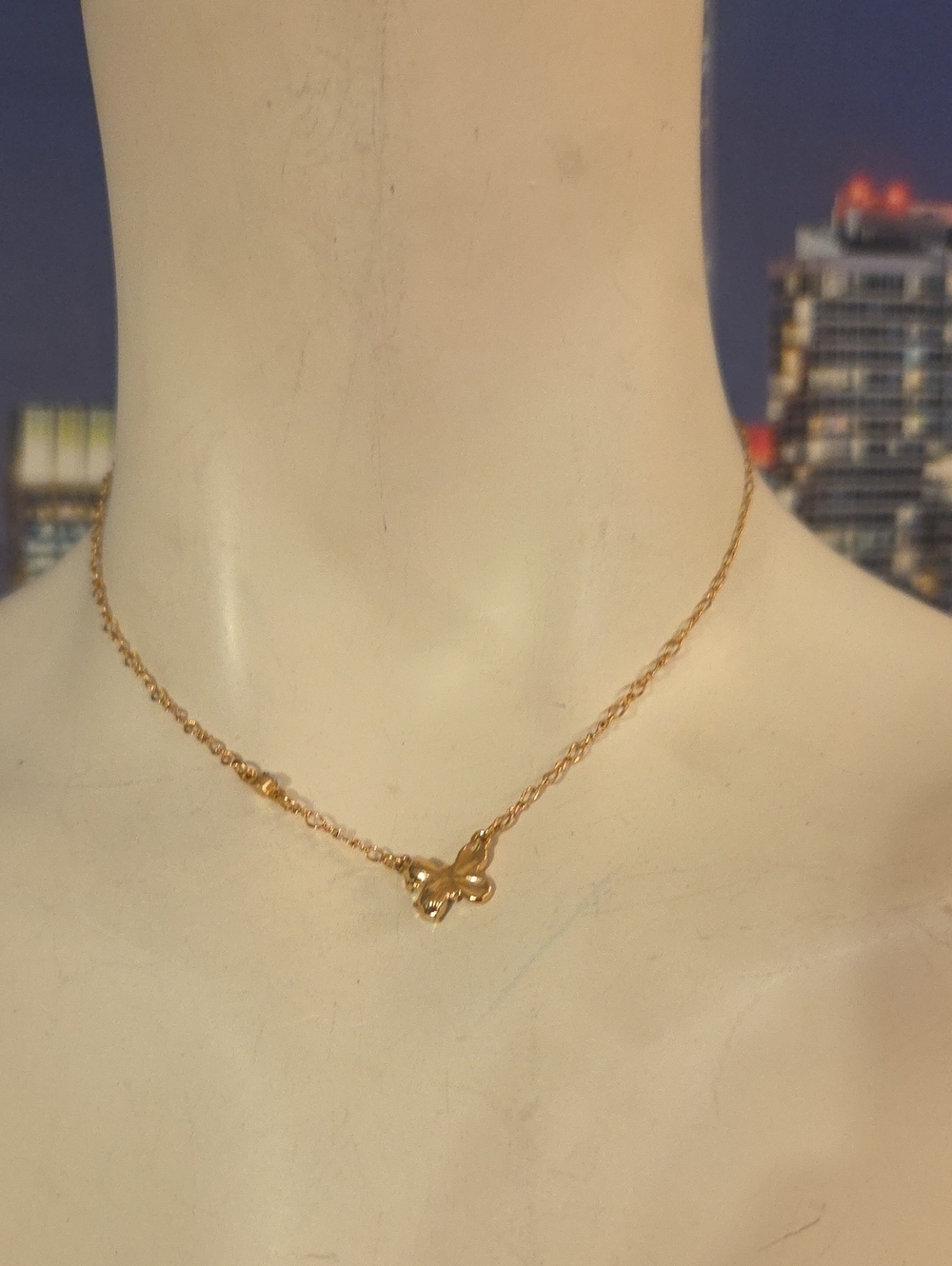 Gold Butterfly Pendant Rope Chain Necklace - Women's Jewelry [1495]